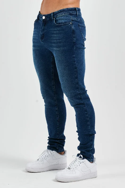 Men's Jeans with a Frayed Hem for a Casual and Effortless StyleSLIM FIT JEANS 2.0 - DARK INDIGO FADED