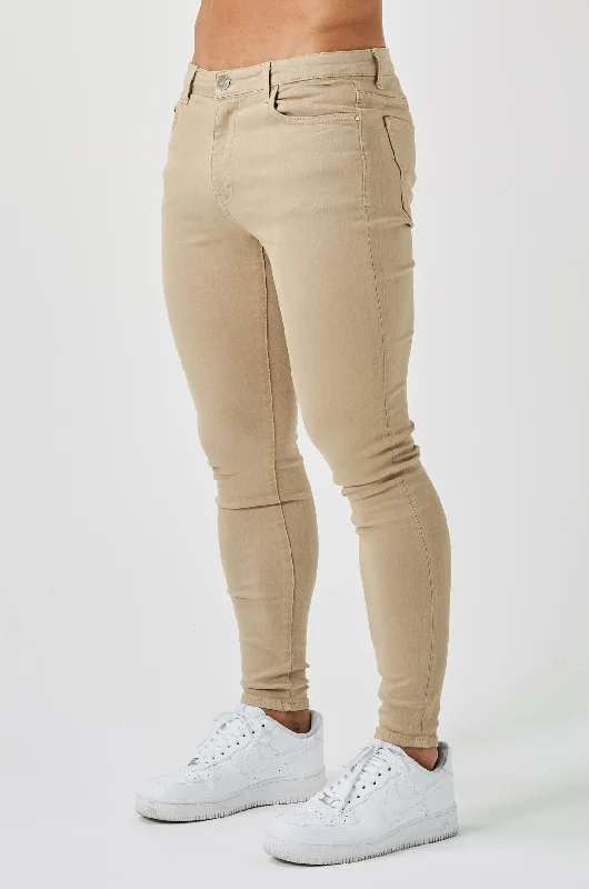 Men's Cargo Jeans with Multiple Pockets for a Practical and Outdoor - Friendly LookSKINNY FIT JEANS - STONE