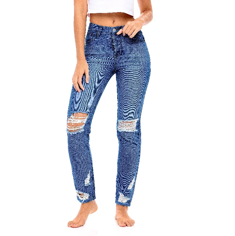 Men's Jeans with a Zip - Off Lower Leg for Convertible StyleStar Stitched Pockets - Distressed High Waisted Jeans  - The Clover