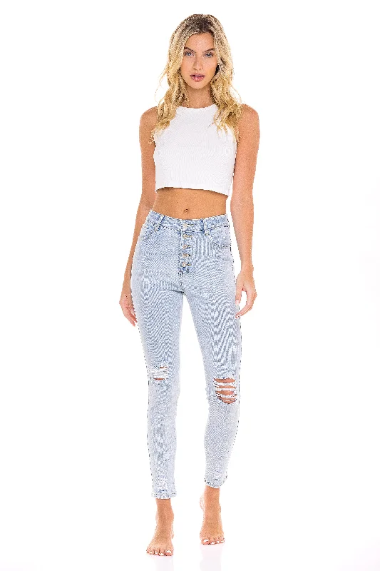 Men's Ripped Skinny Jeans in Acid Wash for an Edgy and Punk - Inspired StyleStar Stitched Pockets - Stretchy High Waisted Jeans - The Violet