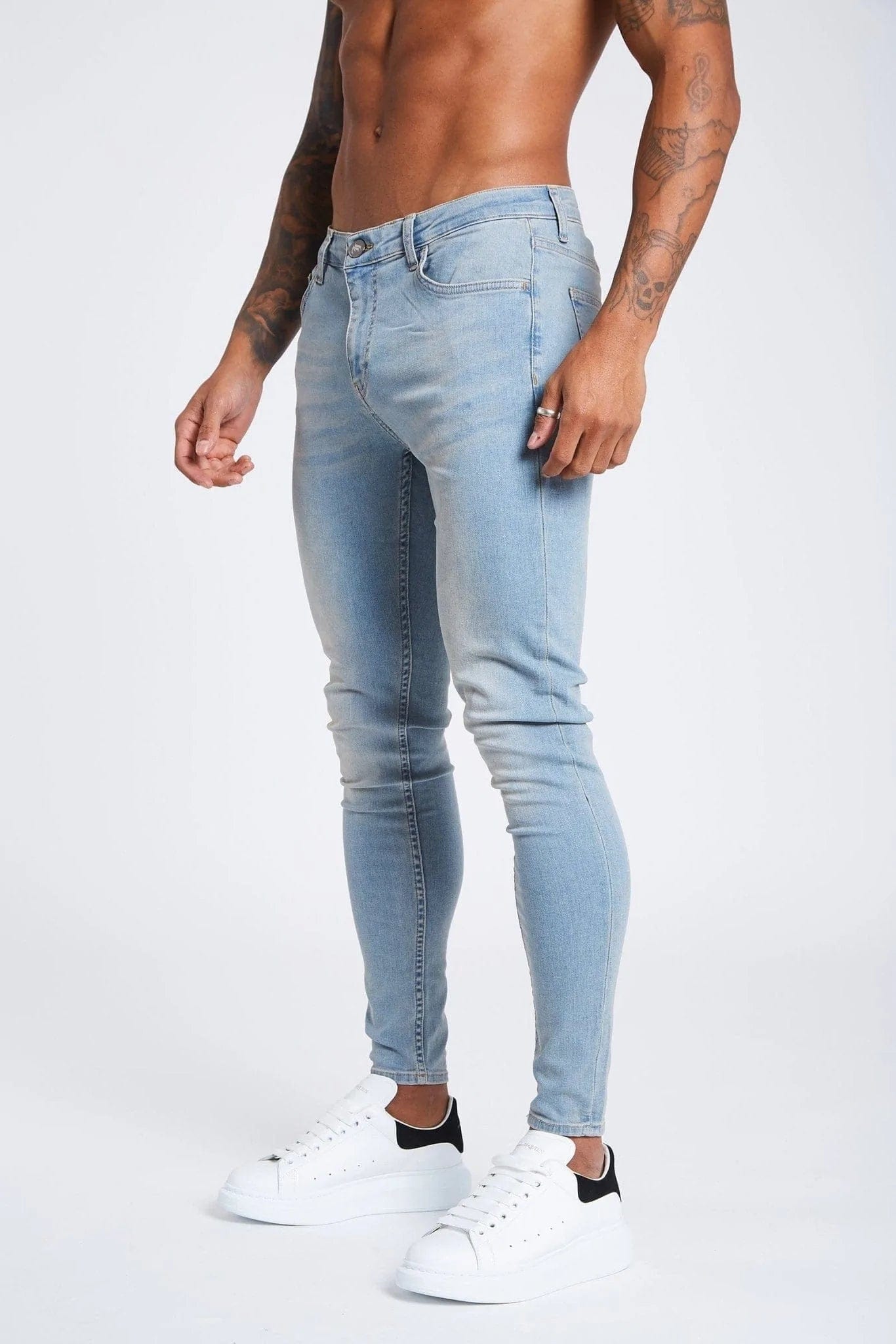 Men's Jeans with a Hidden Coin Pocket for Added ConvenienceSKINNY FIT JEANS NON RIPPED - STONE WASHED