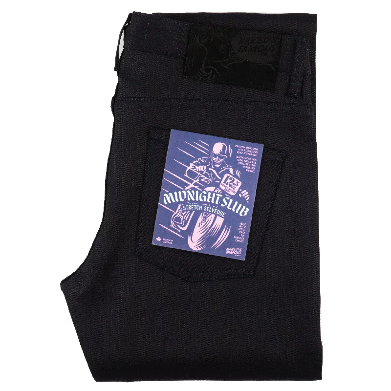 Men's Jeans with a Hidden Coin Pocket for Added ConvenienceSuper Guy - Midnight Slub Stretch Selvedge