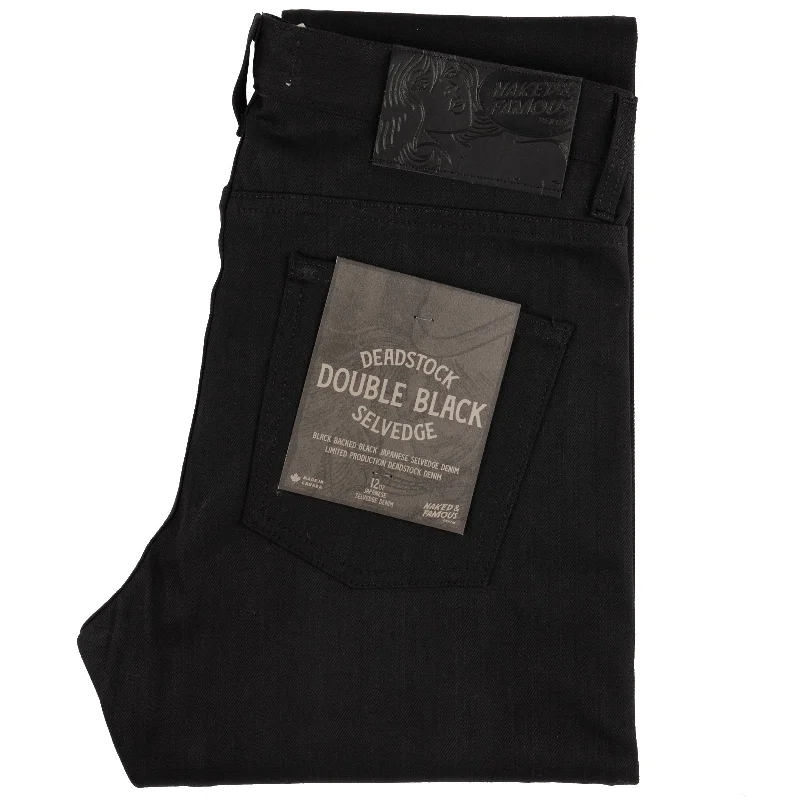 Men's Jeans with a Cargo - Inspired Knee Pocket for Extra StorageSuper Guy - Deadstock Double Black Selvedge