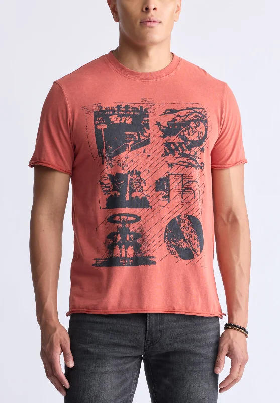 Men's Stretch Jeans with a Moisture - Wicking Lining for Active LifestylesTogo Men’s Short Sleeve Graphic T-shirt, Red - BM24482