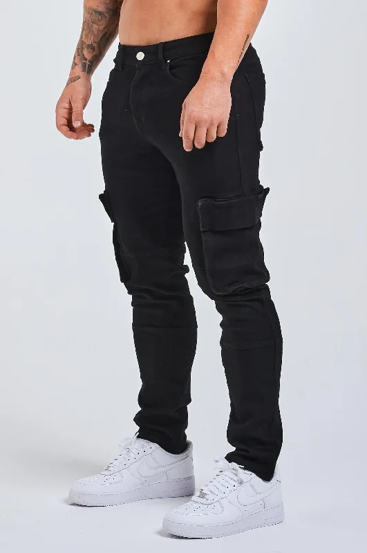 Men's Jeans with an Elastic Waistband for Ultimate ComfortSLIM FIT JEANS 2.0 UTILTY CARPENTER - BLACK