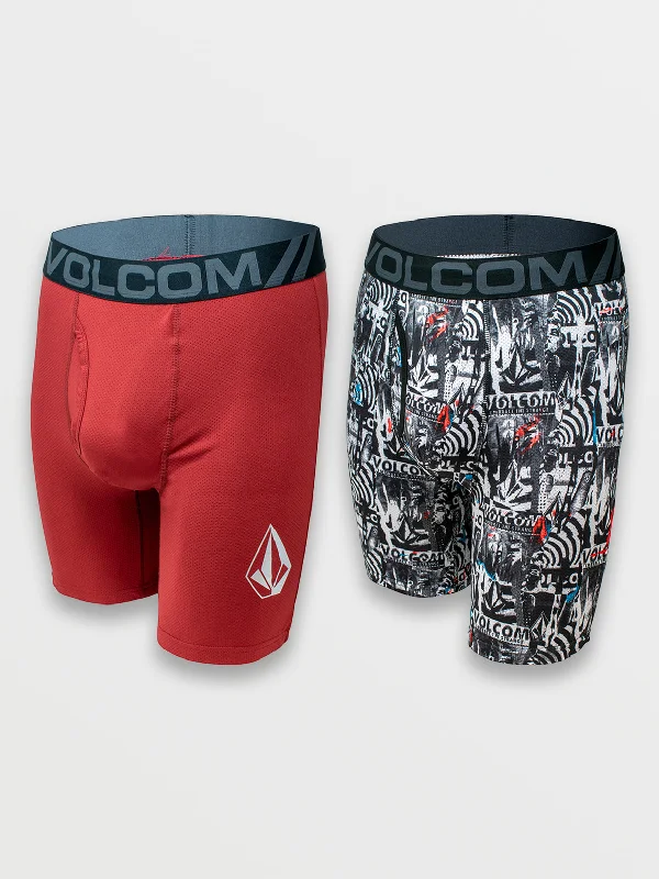 Men's Straight Leg Raw Denim Jeans for a Minimalist and Durable OptionVolcom 2pk Mesh Boxer Brief - Red Solid + Poster Print