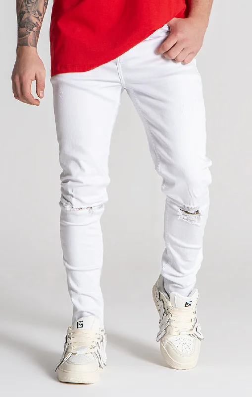 Men's Stretch Jeans with a Moisture - Wicking Lining for Active LifestylesWhite Core Ripped Jeans