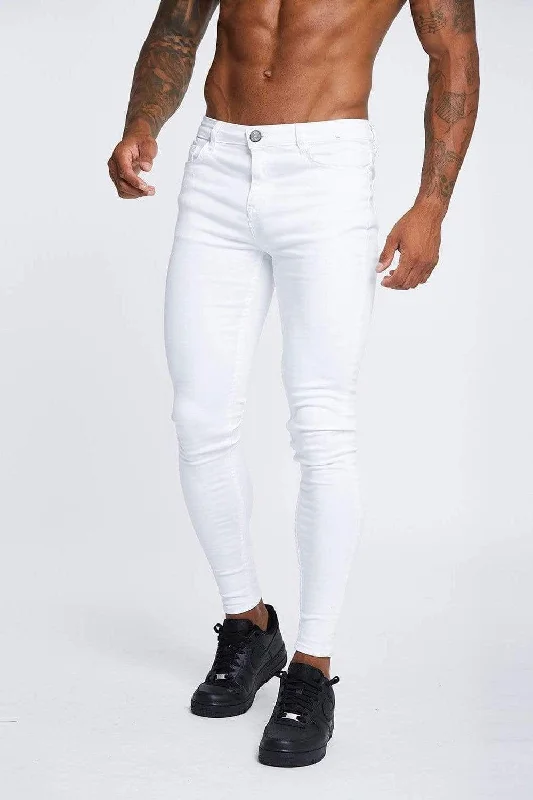 Men's Jeans with a Zip - Off Lower Leg for Convertible StyleSKINNY FIT JEANS NON RIPPED - WHITE