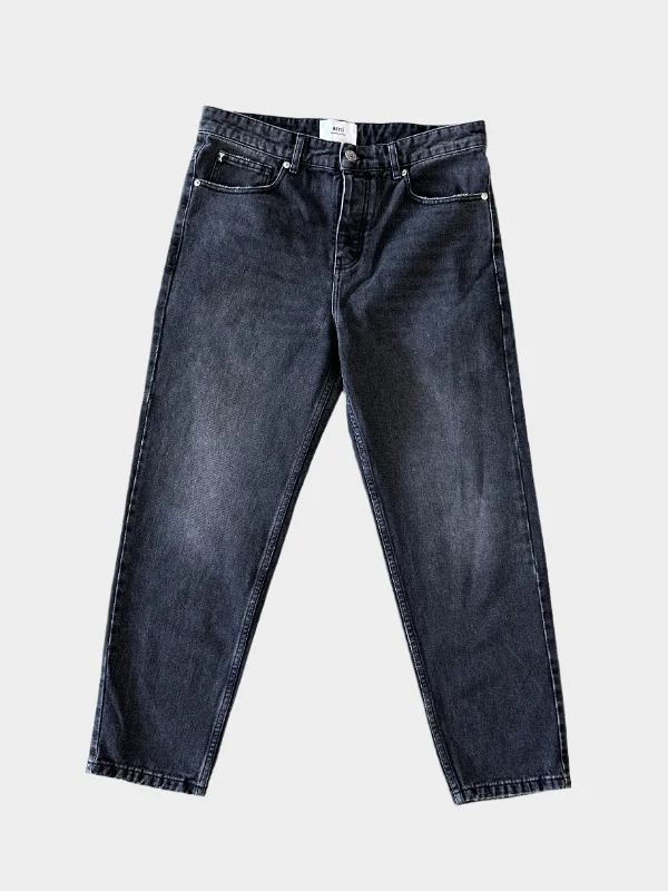 Plus Size Men's Bootcut Jeans with a Relaxed Waist for a Classic and Comfortable FitDark Grey Jeans