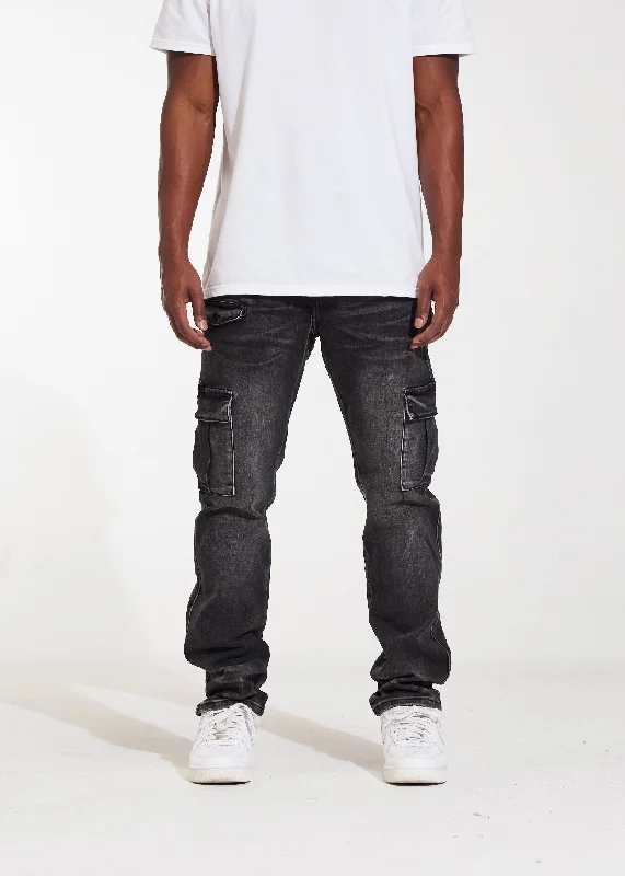 Men's Jeans with a Button - Fly for a Traditional and Classic AestheticAir Cargo Denim (Black) Men's Jeans with a Button - Fly for a Traditional and Classic AestheticAir Cargo Denim (Black)