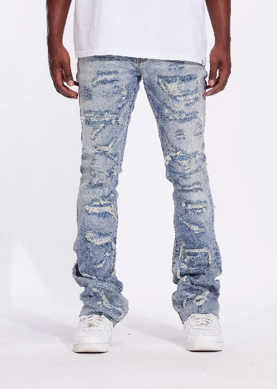 Plus Size Men's Relaxed Fit Jeans with a Tapered Leg for a Laid - Back VibeArch Flare Denim (Light Distressed) Plus Size Men's Relaxed Fit Jeans with a Tapered Leg for a Laid - Back VibeArch Flare Denim (Light Distressed)