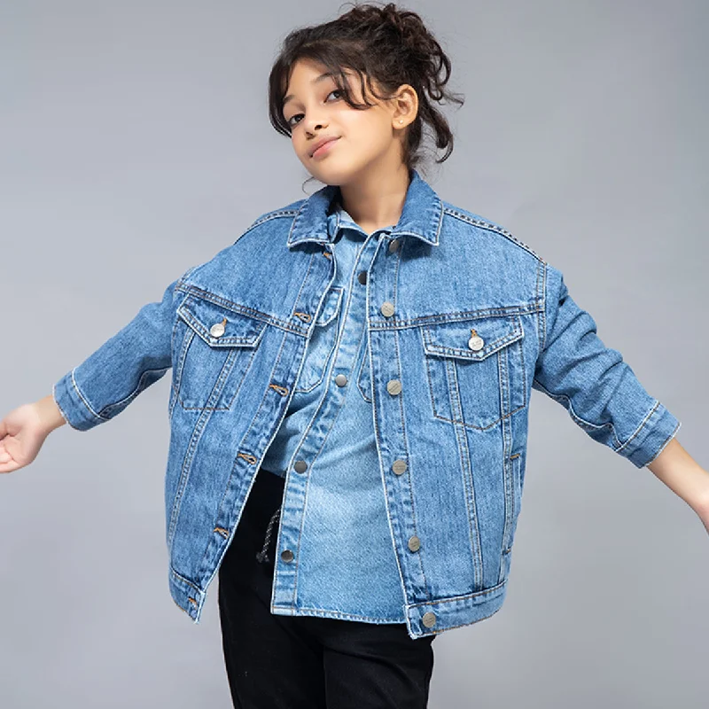 Men's Jeans with an Elastic Waistband for Ultimate ComfortDenim Basic Jacket (Mid Blue) Men's Jeans with an Elastic Waistband for Ultimate ComfortDenim Basic Jacket (Mid Blue)