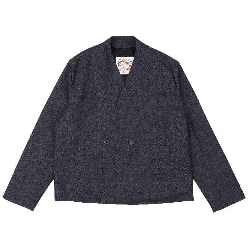 Men's Low - Rise Jeans in a Light Wash for a Casual and Youthful LookCollarless Jacket - Slub Nep Rinsed - Indigo