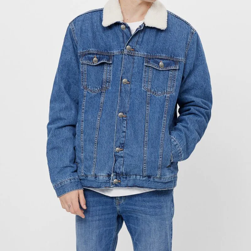 Men's Ripped Skinny Jeans in Acid Wash for an Edgy and Punk - Inspired StyleDenim Jacket Dark Blue with Sherpa Men's Ripped Skinny Jeans in Acid Wash for an Edgy and Punk - Inspired StyleDenim Jacket Dark Blue with Sherpa