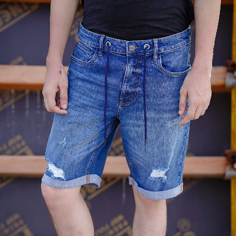 Men's Jeans with a Button - Fly for a Traditional and Classic AestheticDenim Shorts (Blue) Men's Jeans with a Button - Fly for a Traditional and Classic AestheticDenim Shorts (Blue)