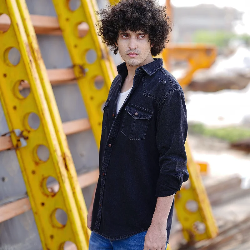 Men's Colored Jeans in Burgundy for a Bold and Fashion - Forward LookDouble Pocket Shirt Black Men's Colored Jeans in Burgundy for a Bold and Fashion - Forward LookDouble Pocket Shirt Black
