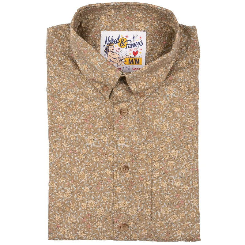 Men's Jeans with a Hidden Coin Pocket for Added ConvenienceEasy Shirt - Bell Flowers - Cinnamon Men's Jeans with a Hidden Coin Pocket for Added ConvenienceEasy Shirt - Bell Flowers - Cinnamon