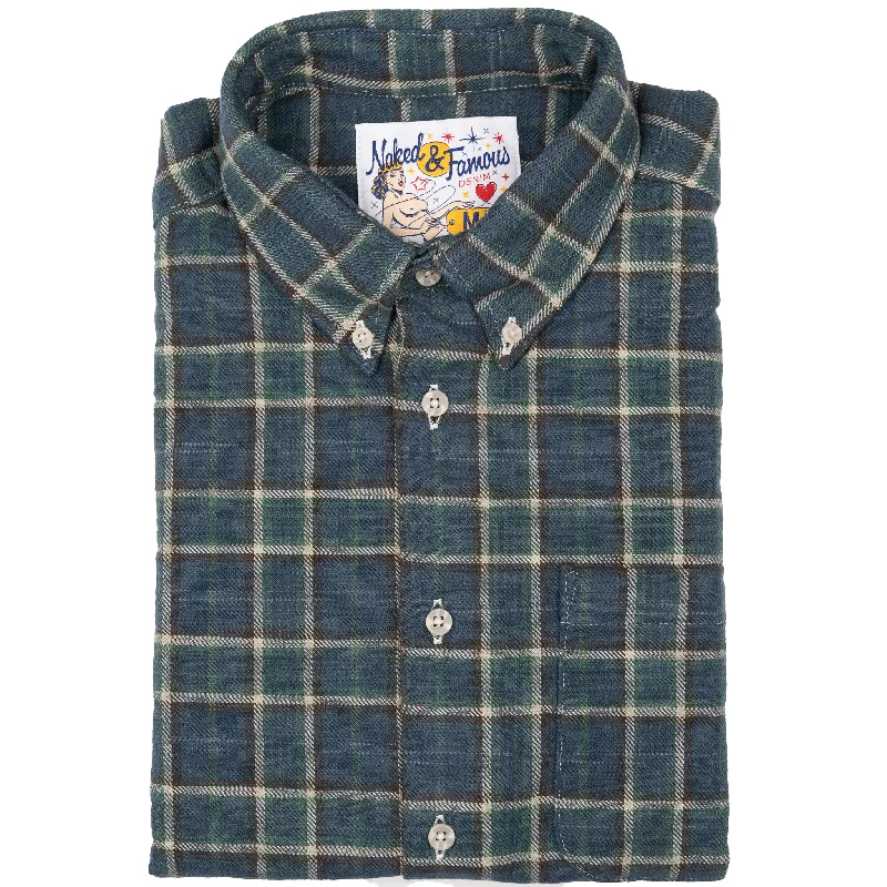 Plus Size Men's Bootcut Jeans with a Belt Loop Upgrade for a Stylish TouchEasy Shirt - Big Slub Check Flannel - Navy + Green Plus Size Men's Bootcut Jeans with a Belt Loop Upgrade for a Stylish TouchEasy Shirt - Big Slub Check Flannel - Navy + Green