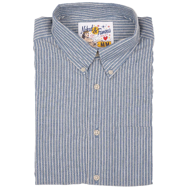 Men's Jeans with a Frayed Hem for a Casual and Effortless StyleEasy Shirt - Organic Cotton Dobby - Blue Men's Jeans with a Frayed Hem for a Casual and Effortless StyleEasy Shirt - Organic Cotton Dobby - Blue