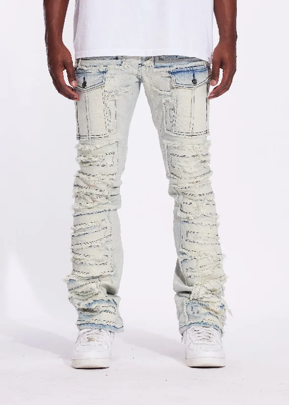 Plus Size Men's Relaxed Fit Jeans with a Tapered Leg for a Laid - Back VibeFray Cargo Flare Denim (Vintage Acid) Plus Size Men's Relaxed Fit Jeans with a Tapered Leg for a Laid - Back VibeFray Cargo Flare Denim (Vintage Acid)