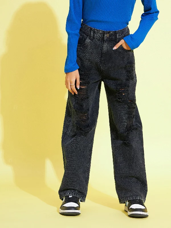 Plus Size Men's Bootcut Jeans with a Belt Loop Upgrade for a Stylish TouchGirls Black Distress Straight Jeans Plus Size Men's Bootcut Jeans with a Belt Loop Upgrade for a Stylish TouchGirls Black Distress Straight Jeans