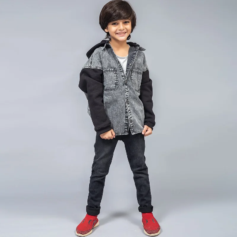 Plus Size Men's Bootcut Jeans with a Relaxed Waist for a Classic and Comfortable FitDouble Pocket Oversized Shirt With Hood (Random Grey Wash)