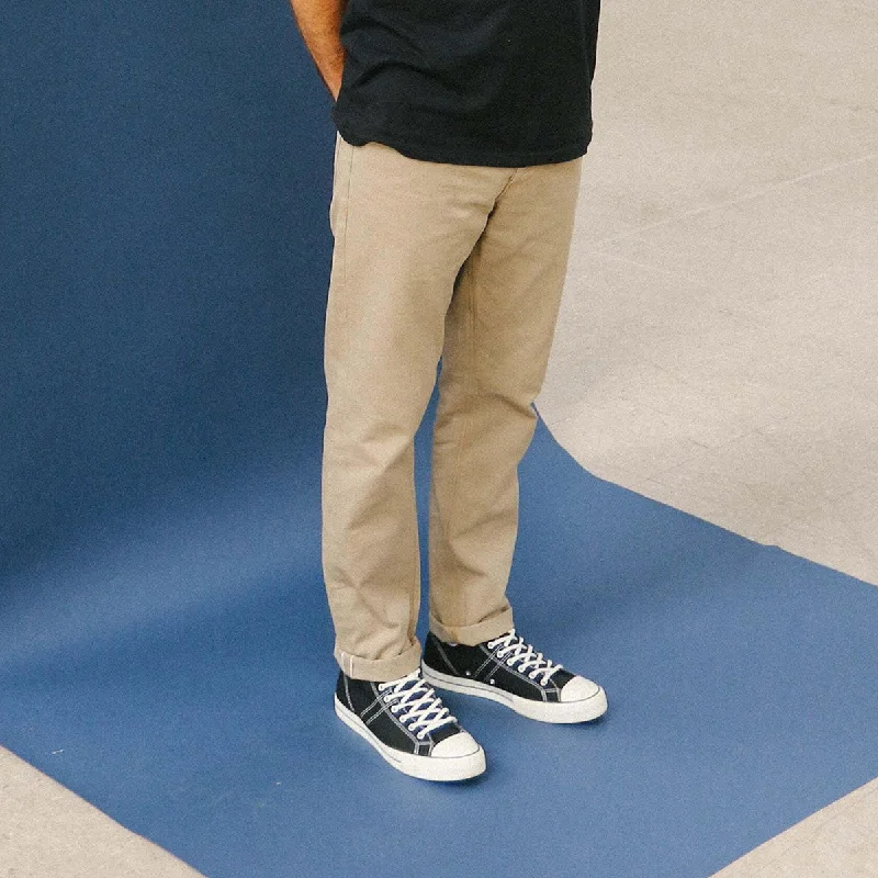 Men's Jeans with a Cargo - Inspired Knee Pocket for Extra StorageWork@ - Rinsed Japanese Khaki Chino Selvedge Men's Jeans with a Cargo - Inspired Knee Pocket for Extra StorageWork@ - Rinsed Japanese Khaki Chino Selvedge