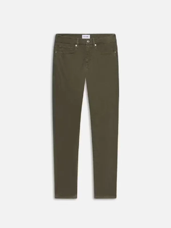 Men's Jeans with a Hidden Coin Pocket for Added ConvenienceL'Homme Slim Brushed Twill -- Dark Olive