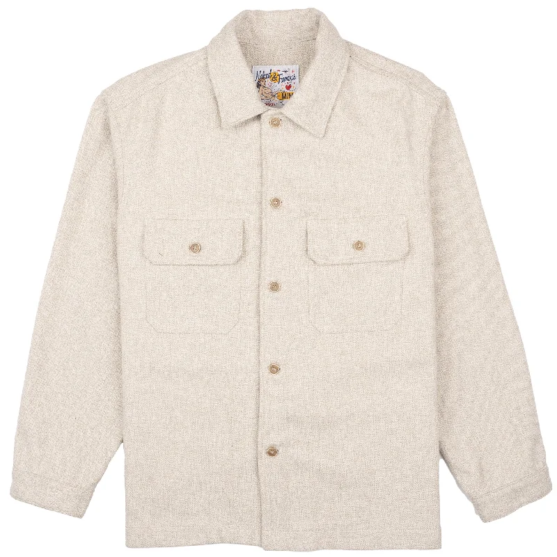 Men's Jeans with a Hidden Coin Pocket for Added ConvenienceOver Shirt - Triple Yarn Twist Brushed Flannel - Ivory Men's Jeans with a Hidden Coin Pocket for Added ConvenienceOver Shirt - Triple Yarn Twist Brushed Flannel - Ivory