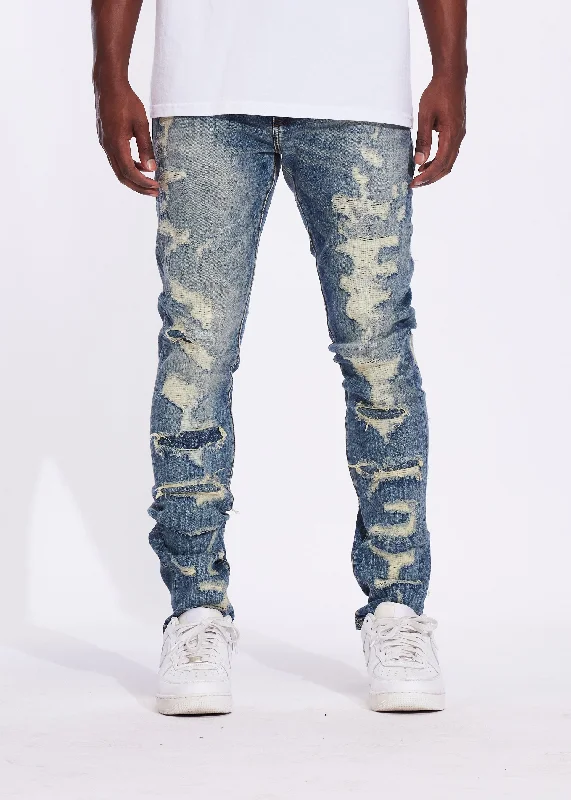 Men's Jeans with a Cargo - Inspired Knee Pocket for Extra StoragePatrick Skinny Denim (Vintage Distress) Men's Jeans with a Cargo - Inspired Knee Pocket for Extra StoragePatrick Skinny Denim (Vintage Distress)