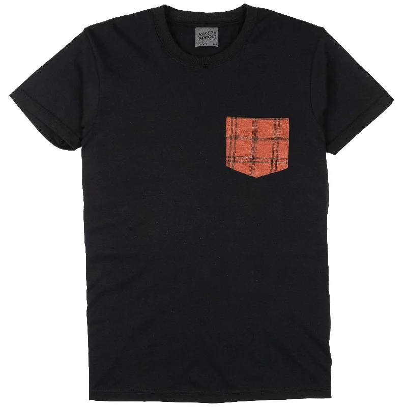 Plus Size Men's Bootcut Jeans with a Relaxed Waist for a Classic and Comfortable FitPocket Tee - Black - Big Slub Vintage Flannel - Red