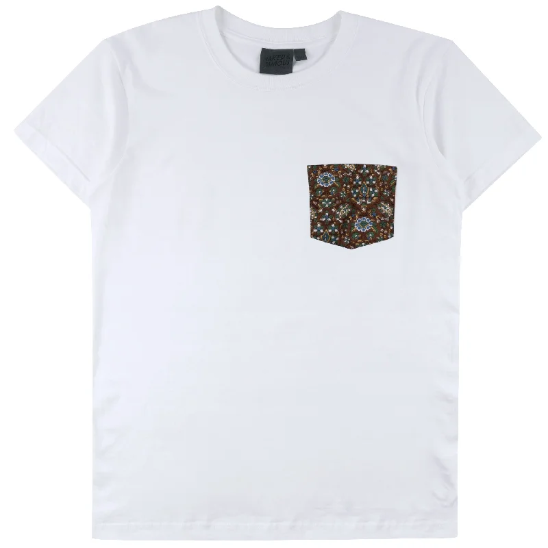Men's Low - Rise Jeans in a Light Wash for a Casual and Youthful LookPocket Tee - White + Bandana Cloth - Brown Men's Low - Rise Jeans in a Light Wash for a Casual and Youthful LookPocket Tee - White + Bandana Cloth - Brown