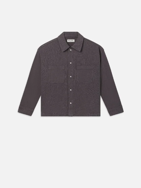 Men's Jeans with an Elastic Waistband for Ultimate ComfortRelaxed Double Pocket Shirt -- Slate Gray Men's Jeans with an Elastic Waistband for Ultimate ComfortRelaxed Double Pocket Shirt -- Slate Gray