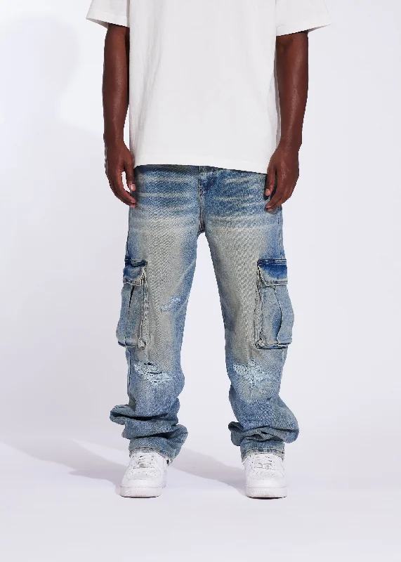 Men's Jeans with a Button - Fly for a Traditional and Classic AestheticStation Cargo Straight Denim