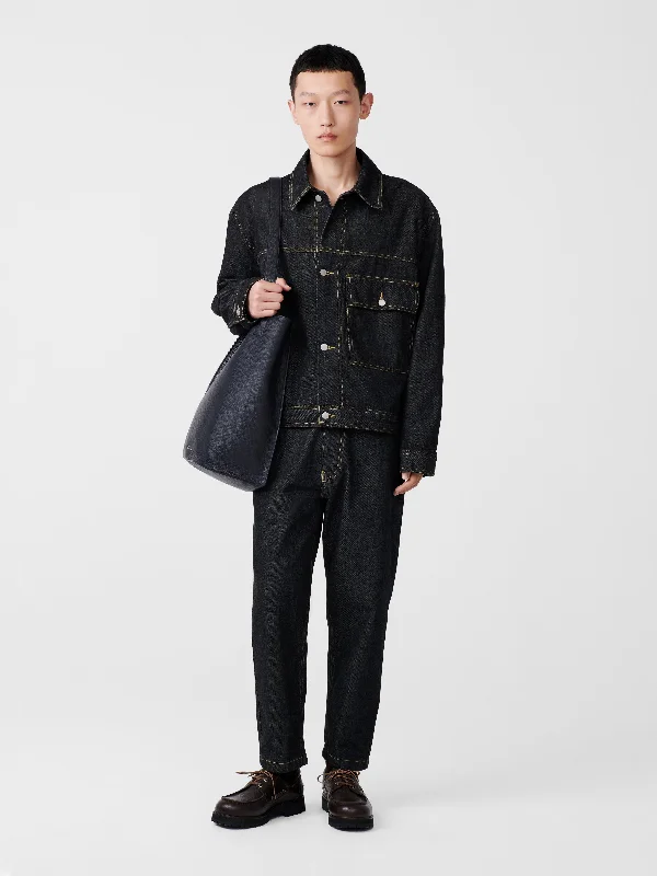 Men's Cargo Jeans with Multiple Pockets for a Practical and Outdoor - Friendly LookTannaro Italian Denim Pant in Black