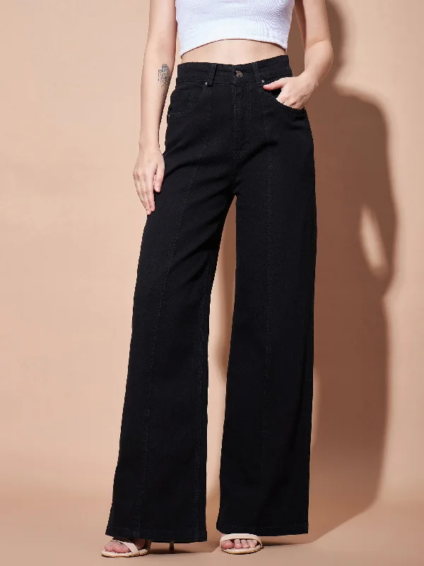 Men's Stretch Jeans with a Moisture - Wicking Lining for Active LifestylesWomen Black High Waist Seam Detail Straight Jeans Men's Stretch Jeans with a Moisture - Wicking Lining for Active LifestylesWomen Black High Waist Seam Detail Straight Jeans