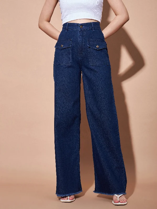 Plus Size Men's Bootcut Jeans with a Belt Loop Upgrade for a Stylish TouchWomen Navy High Waist Flap Pocket Straight Jeans Plus Size Men's Bootcut Jeans with a Belt Loop Upgrade for a Stylish TouchWomen Navy High Waist Flap Pocket Straight Jeans