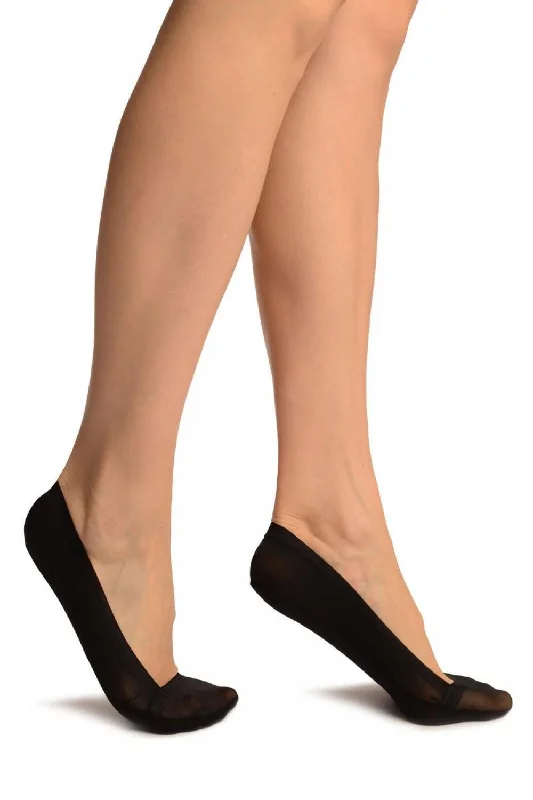 Women's crew socks with a polka - dot printBlack Mesh With Silicon Grip Cotton Sole Footsies