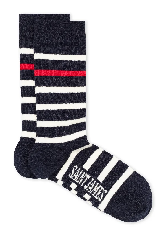 Women's arch - support socks for better comfortNaval striped socks - in cotton jersey (MARINE/ECUME/TULIPE)