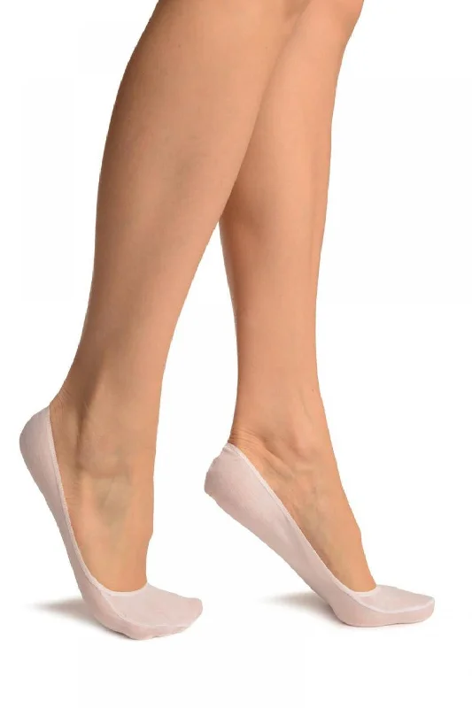 Women's no - show socks with a floral motifPlain White Stretching Seam Footsies
