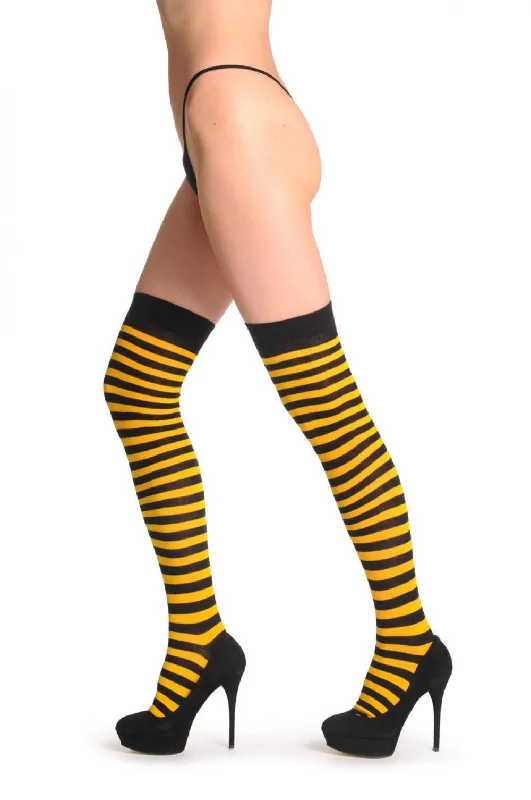 Women's non - slip socks for safetyYellow & Black Stripes