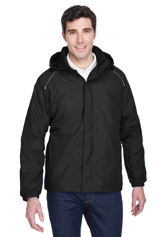 Embroidered men jackets with intricate floral designs for a unique aestheticCore 365 Mens Brisk Full Zip Hooded Jacket - Black Embroidered men jackets with intricate floral designs for a unique aestheticCore 365 Mens Brisk Full Zip Hooded Jacket - Black