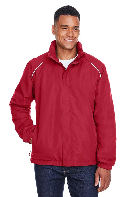 Bomber men jackets with ribbed cuffs for a classic 80s styleCore 365 Mens Profile Water Resistant Full Zip Hooded Jacket - Classic Red Bomber men jackets with ribbed cuffs for a classic 80s styleCore 365 Mens Profile Water Resistant Full Zip Hooded Jacket - Classic Red