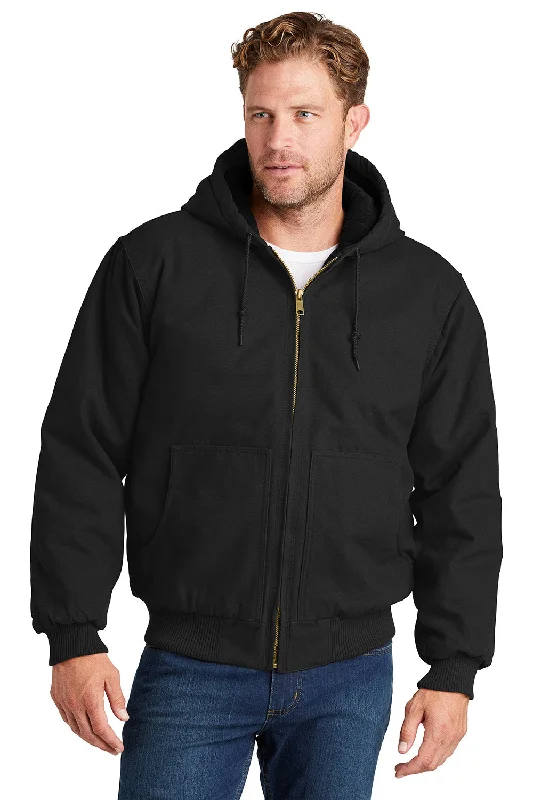 Men jackets with a hidden interior pocket for secure storageCornerStone Mens Duck Cloth Full Zip Hooded Jacket - Black Men jackets with a hidden interior pocket for secure storageCornerStone Mens Duck Cloth Full Zip Hooded Jacket - Black