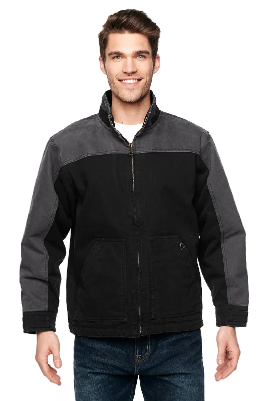 Men jackets with a built - in hood that can be stowed away when not in useDri Duck Mens Horizon Canvas Full Zip Jacket - Black/Charcoal Grey Men jackets with a built - in hood that can be stowed away when not in useDri Duck Mens Horizon Canvas Full Zip Jacket - Black/Charcoal Grey