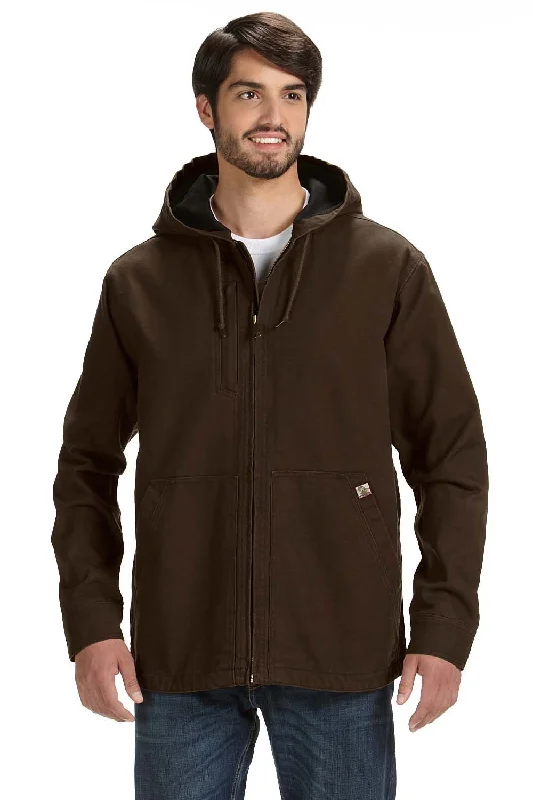 Fleece - lined men jackets for cold - weather commutingDri Duck Mens Laredo Canvas Full Zip Hooded Jacket - Tobacco Brown Fleece - lined men jackets for cold - weather commutingDri Duck Mens Laredo Canvas Full Zip Hooded Jacket - Tobacco Brown