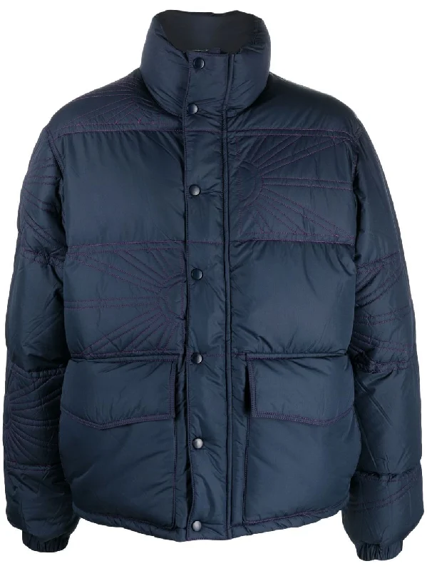 Bomber men jackets with ribbed cuffs for a classic 80s styleEmbroidered-Logo Puffer Jacket Bomber men jackets with ribbed cuffs for a classic 80s styleEmbroidered-Logo Puffer Jacket