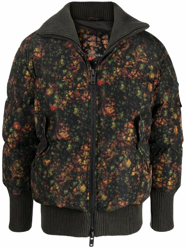 Hooded men jackets with a detachable faux - fur trim for added warmthFloral-Print Padded Jacket Hooded men jackets with a detachable faux - fur trim for added warmthFloral-Print Padded Jacket