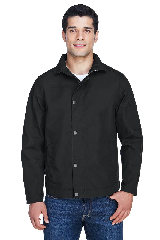 Corduroy men jackets in earthy tones for a rustic charmHarriton Mens Auxiliary Water Resistant Canvas Full Zip Jacket - Black