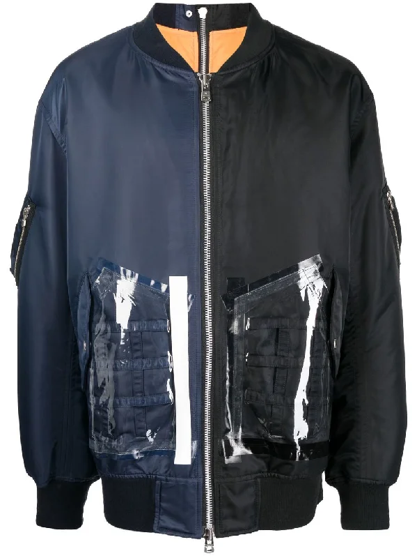 Stretch - fabric men jackets for unrestricted movement during workoutsOversized Two-Tone Flight Jacket